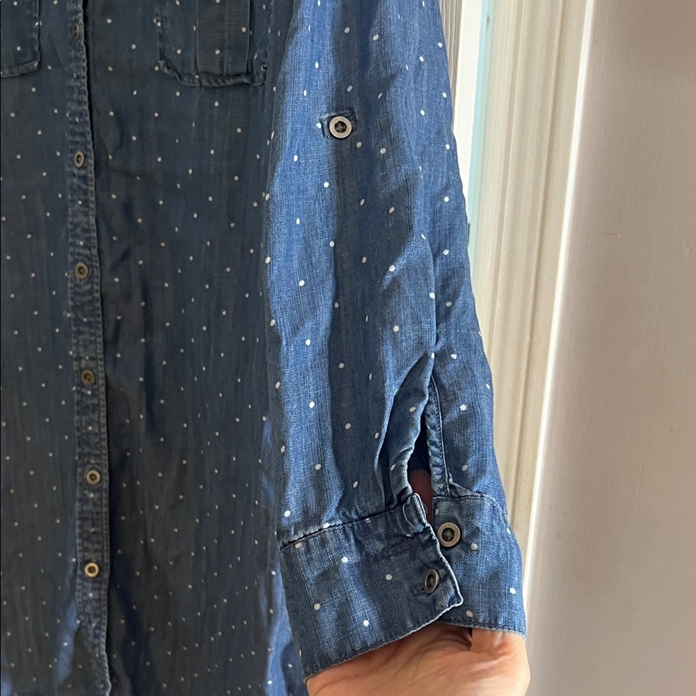 🚨Philosophy Blue Chambray Dress Polka Dots w Pockets🚨 - Picture 5 of 7